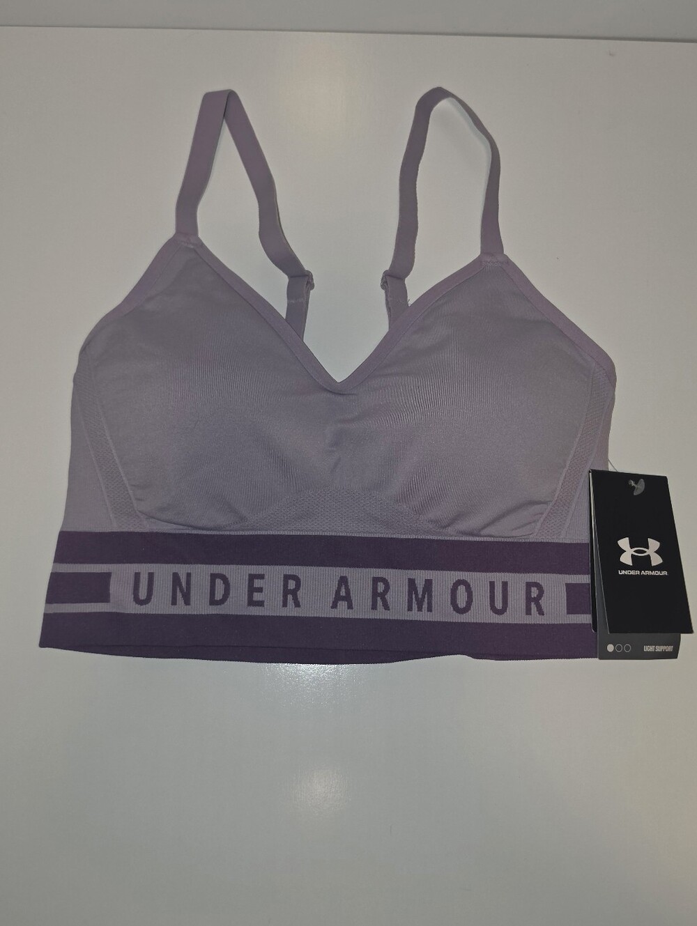 NWT Under Armour Seamless Light Support Sports Bra Purple Large - Picture 2 of 9